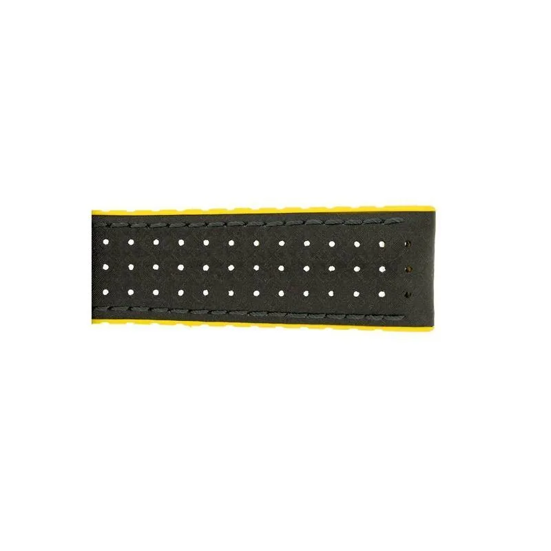 Hirsch AYRTON Carbon Embossed Performance Watch Strap in BLACK / YELLOW