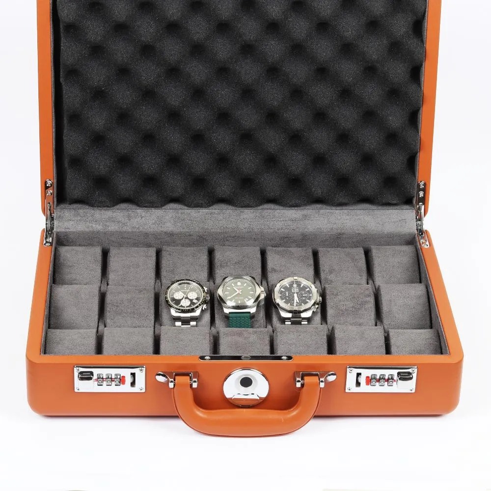 HQ Finger Print Watch Box Safe, 21 Watch Slots Marigold