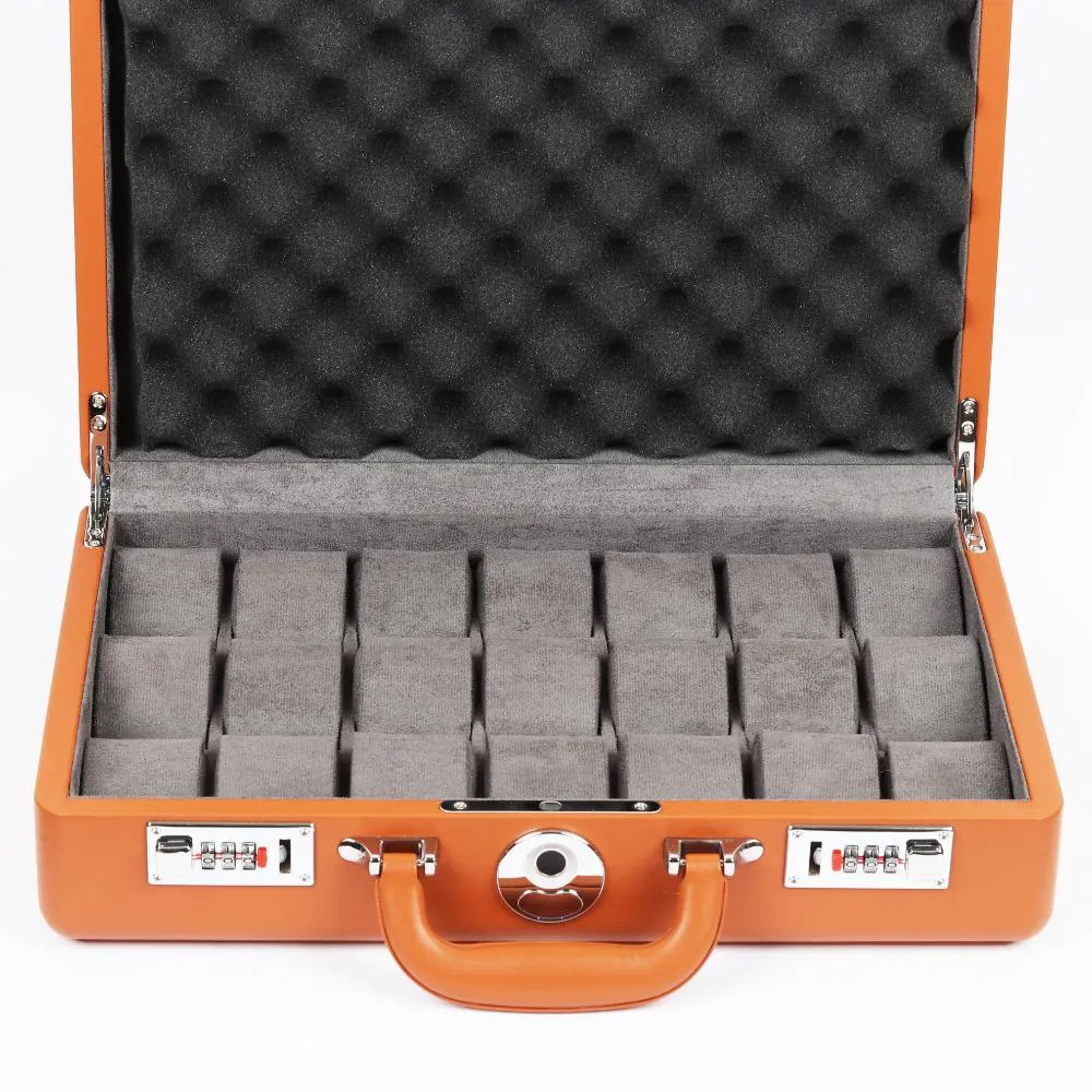 HQ Finger Print Watch Box Safe, 21 Watch Slots Marigold
