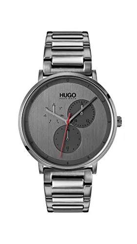 Hugo Men's #Guide - Ultra Slim Quartz Grey IP and Grey IP Bracelet Casual Watch, Color: Grey (Model: 1530012)