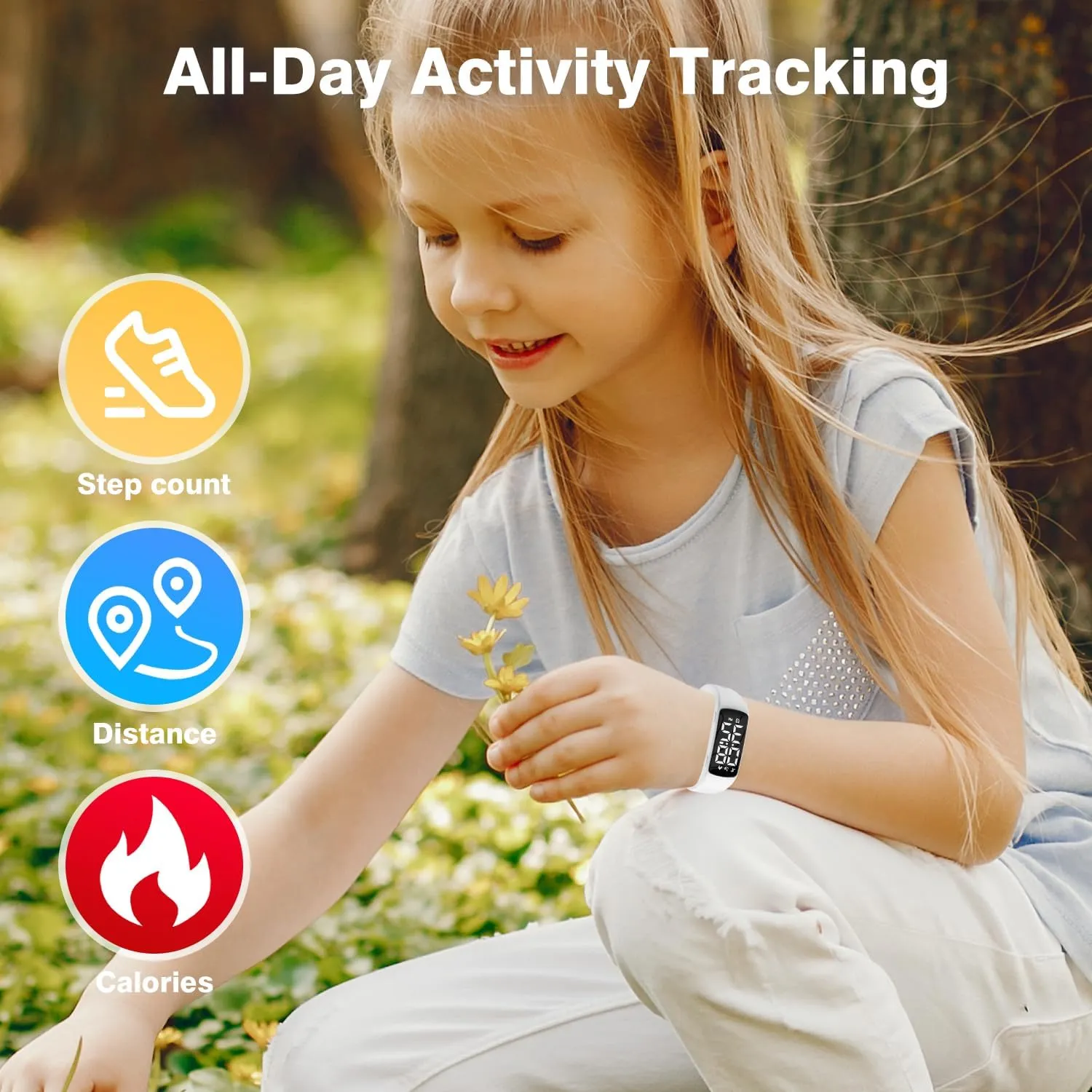 Kids Fitness Watch for Girls & Boys, Ages 5-15 - Waterproof Digital Watch with Alarm, Stopwatch, Pedometer - Non Bluetooth, Teen Gift Idea