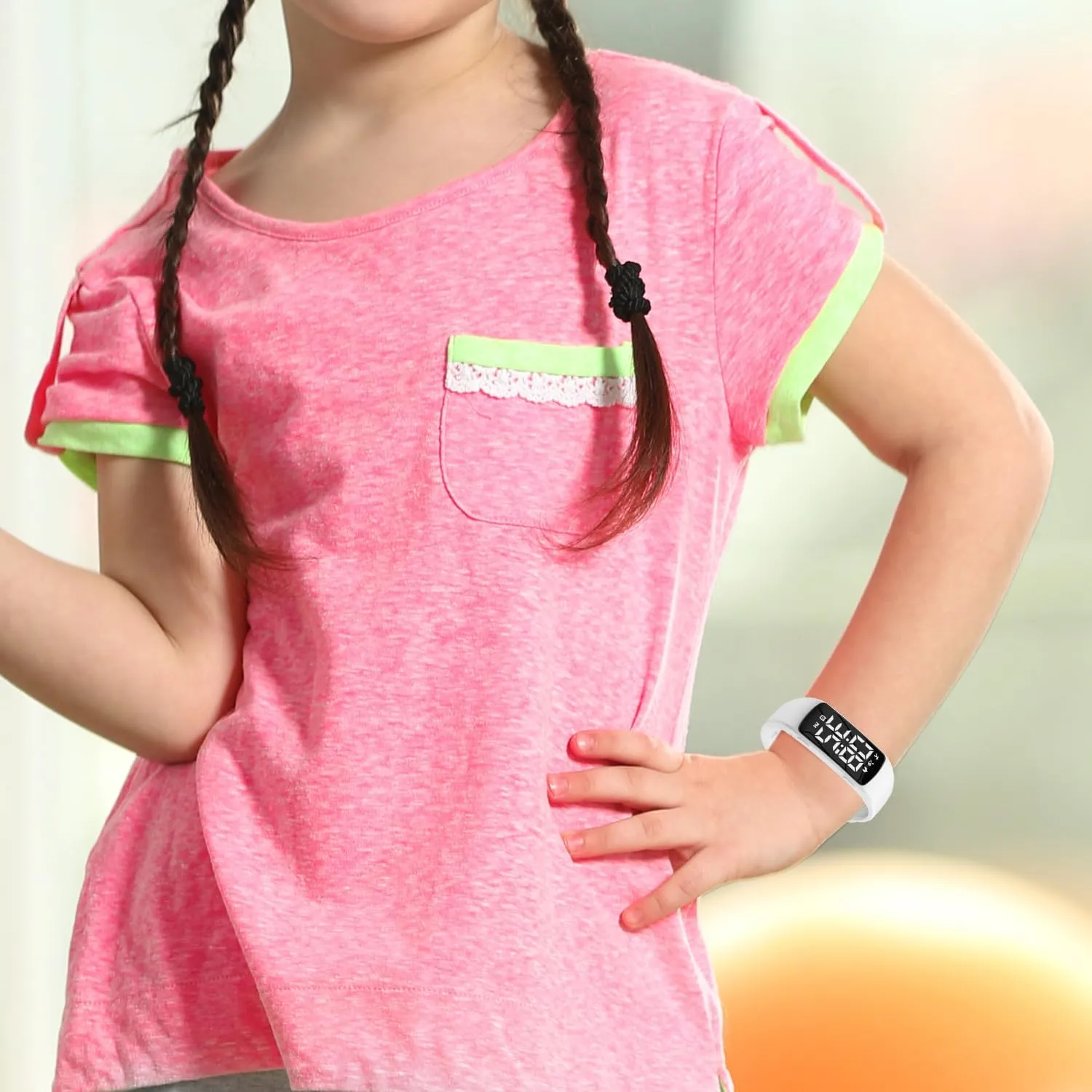 Kids Fitness Watch for Girls & Boys, Ages 5-15 - Waterproof Digital Watch with Alarm, Stopwatch, Pedometer - Non Bluetooth, Teen Gift Idea