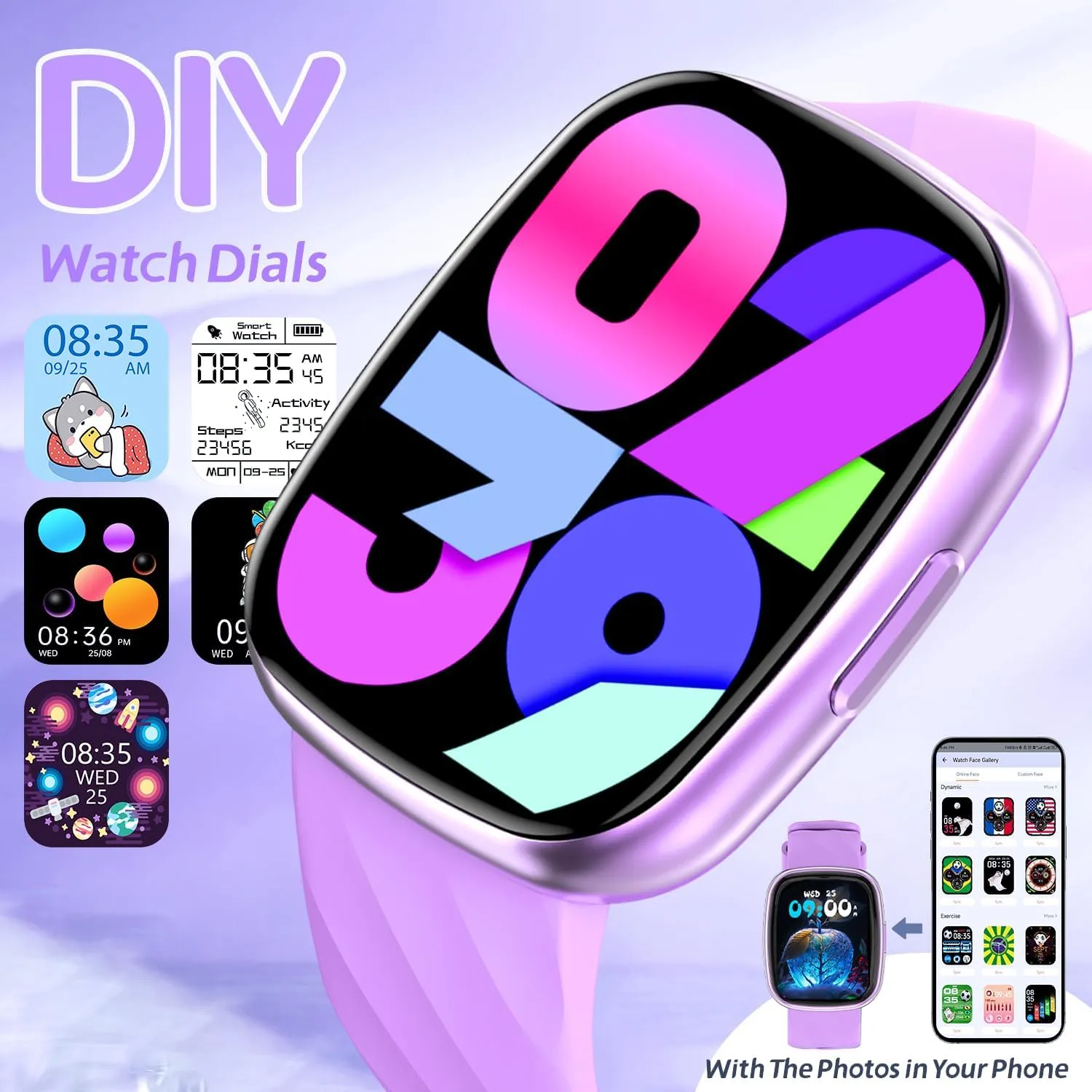 Kids Watch, Digital Watch for Boys Girls, IP67 Waterproof Games Fitness Tracker with 20  Sport Modes, Sleep Monitor, Music, Games, Great Sports Watches Gift for Teens Kids (Purple)