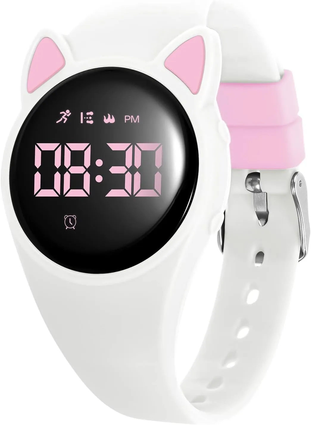 Kids Watch, Digital Watch for Girls Boys, Sport Watch with Alarm Clock, Stopwatch, Waterproof Fitness Tracker with No App for Ages 5-12 Children (MEHeipin-White Pink)