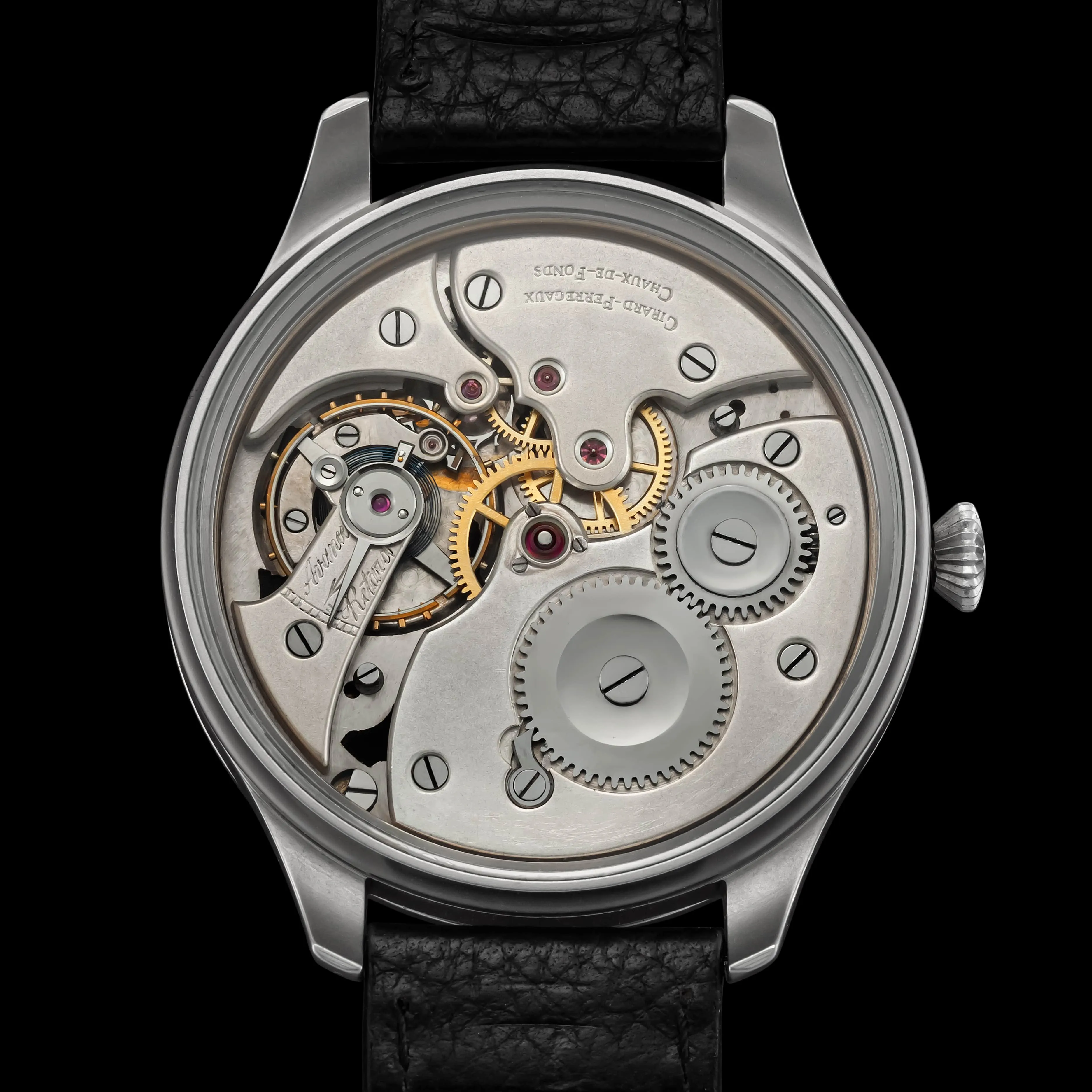LOCUSTE Men's Skeletonized Wristwatch with GIRARD PERREGAUX Vintage Mechanical Movement