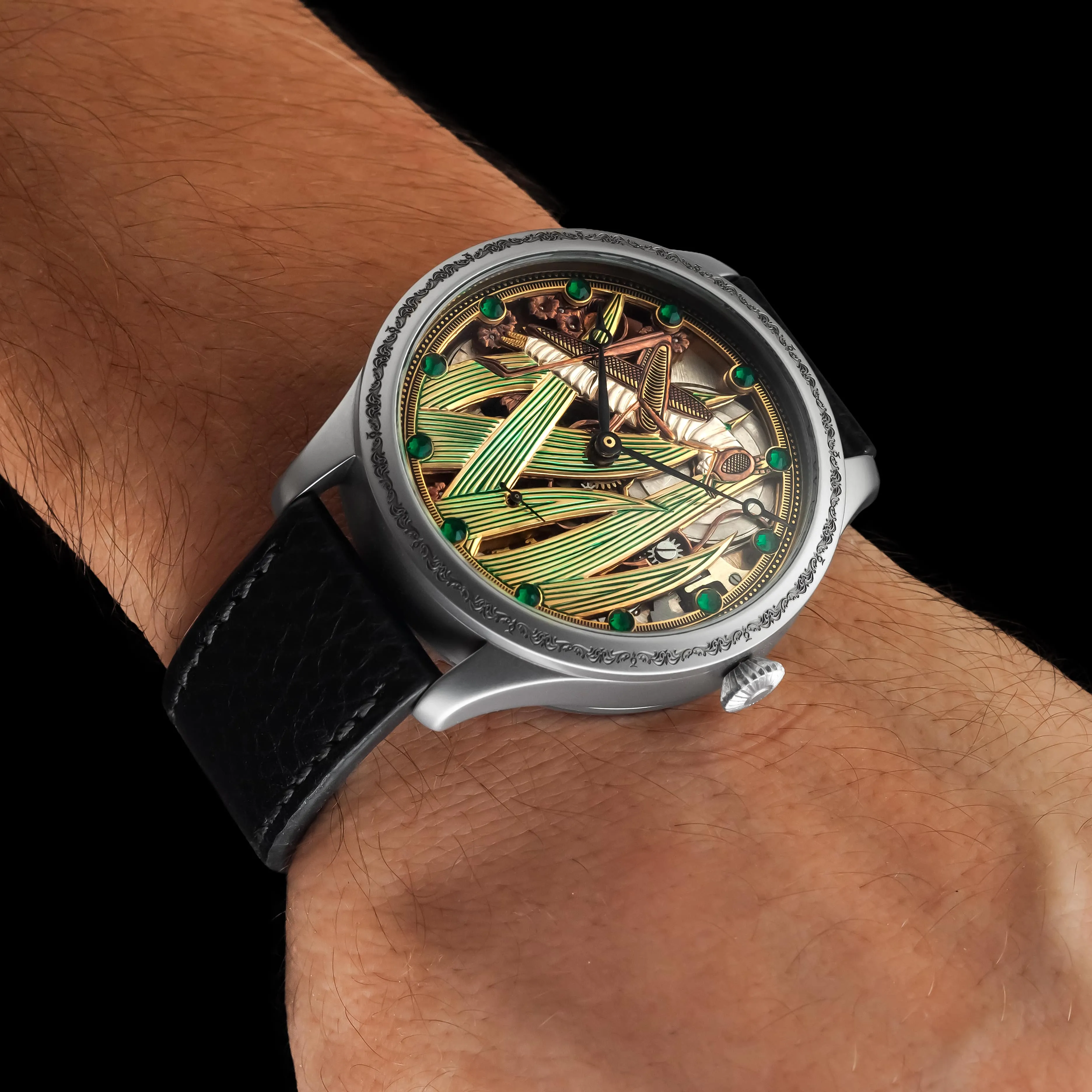 LOCUSTE Men's Skeletonized Wristwatch with GIRARD PERREGAUX Vintage Mechanical Movement
