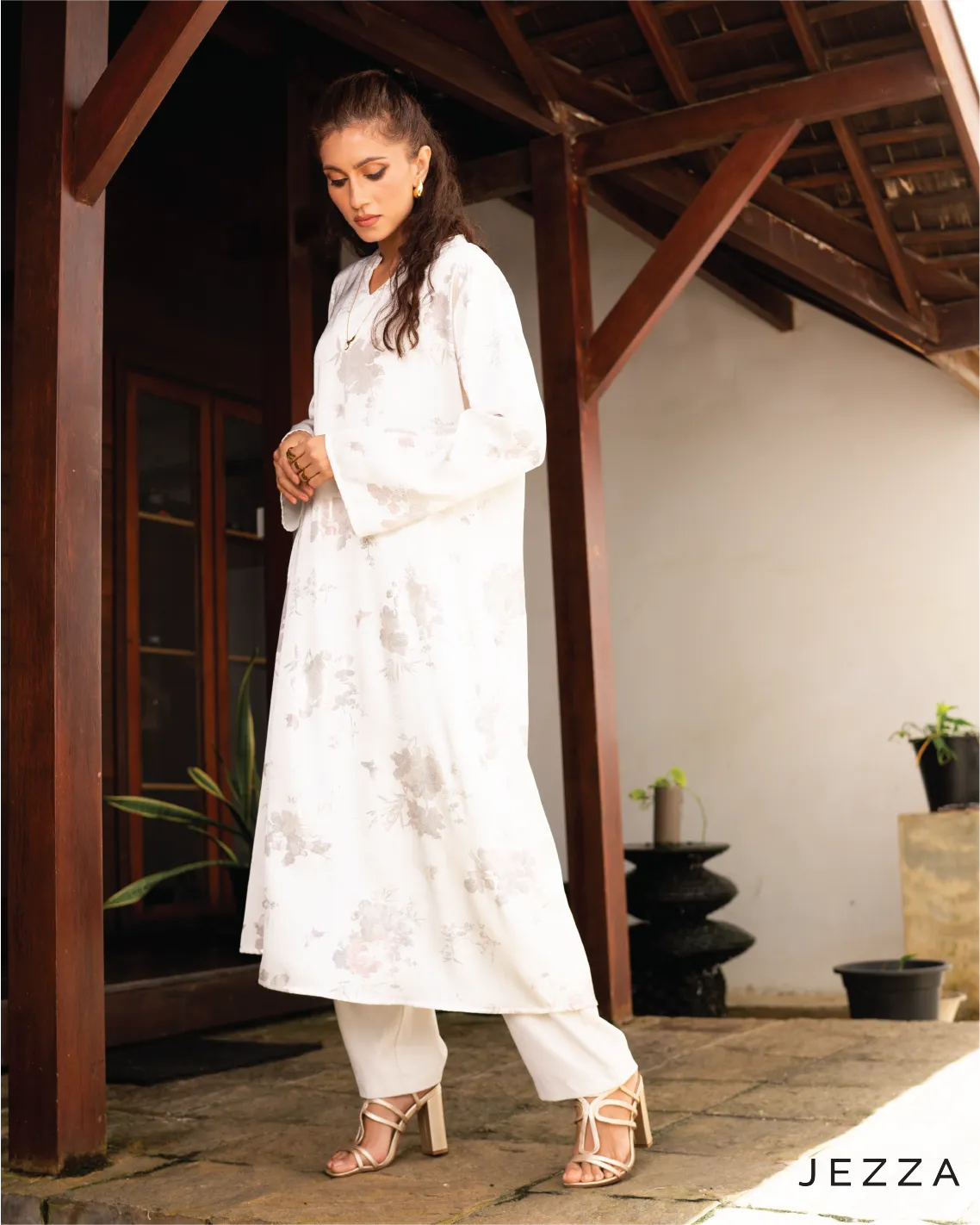 Matte Satin Long-Sleeve Midi Top 61982