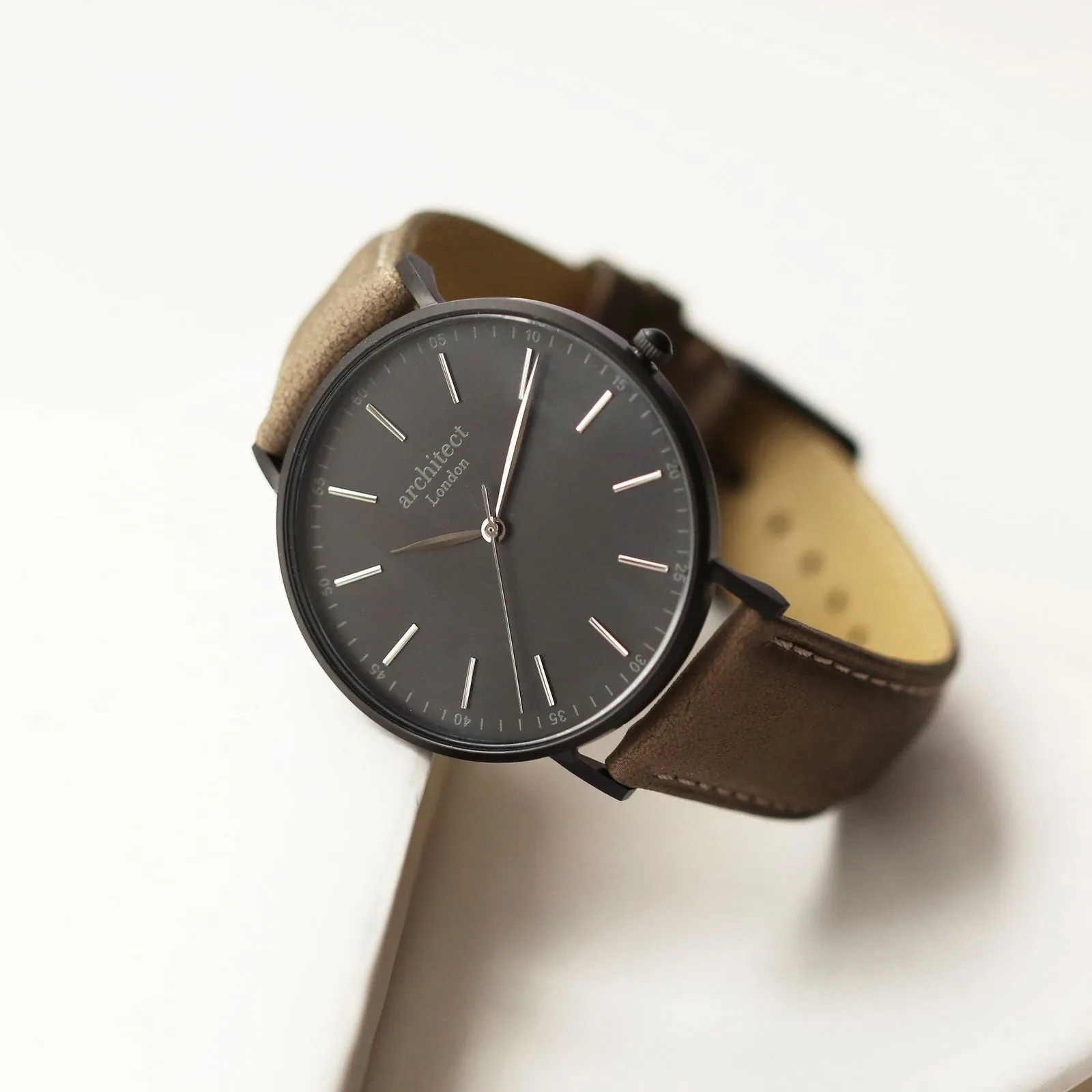 Men's Handwriting Engraved Watch - Minimalist Watch   Urban Grey