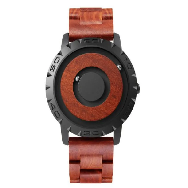 Men's Magnetic Balls Watch With Wooden Strap