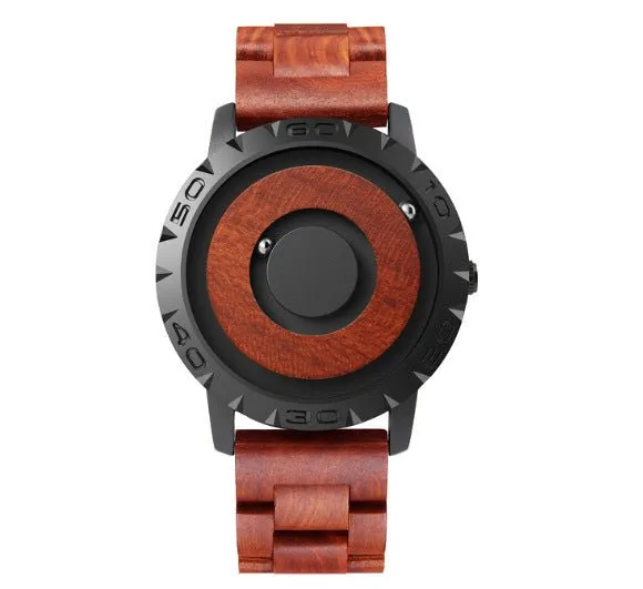 Men's Magnetic Balls Watch With Wooden Strap