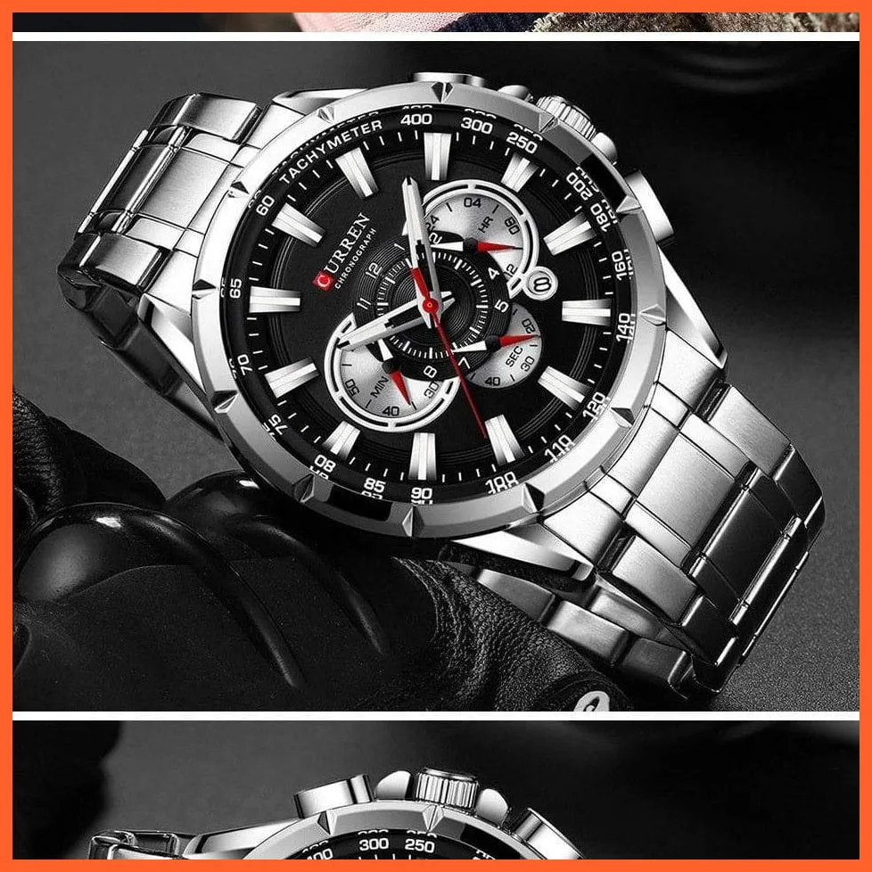 Mens Watches Top Brand Luxury Chronograph Quartz Men Watch Waterproof Sport Wrist Watch Men Stainless Steel Watch
