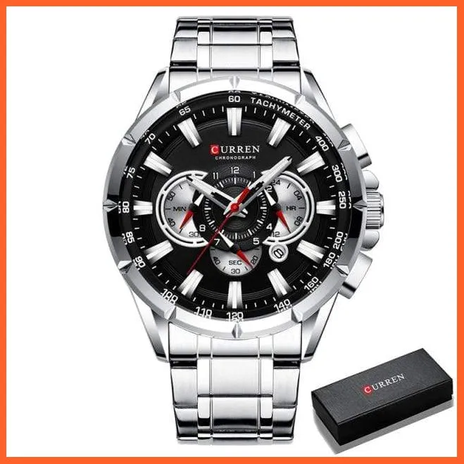 Mens Watches Top Brand Luxury Chronograph Quartz Men Watch Waterproof Sport Wrist Watch Men Stainless Steel Watch