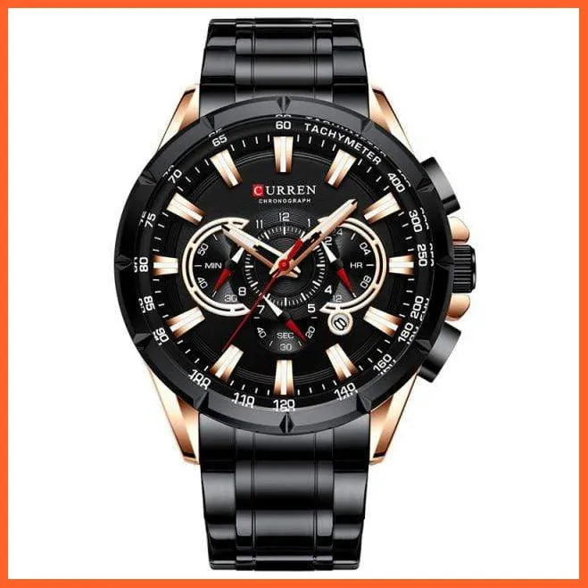 Mens Watches Top Brand Luxury Chronograph Quartz Men Watch Waterproof Sport Wrist Watch Men Stainless Steel Watch