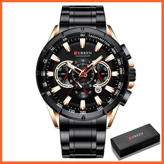 Mens Watches Top Brand Luxury Chronograph Quartz Men Watch Waterproof Sport Wrist Watch Men Stainless Steel Watch