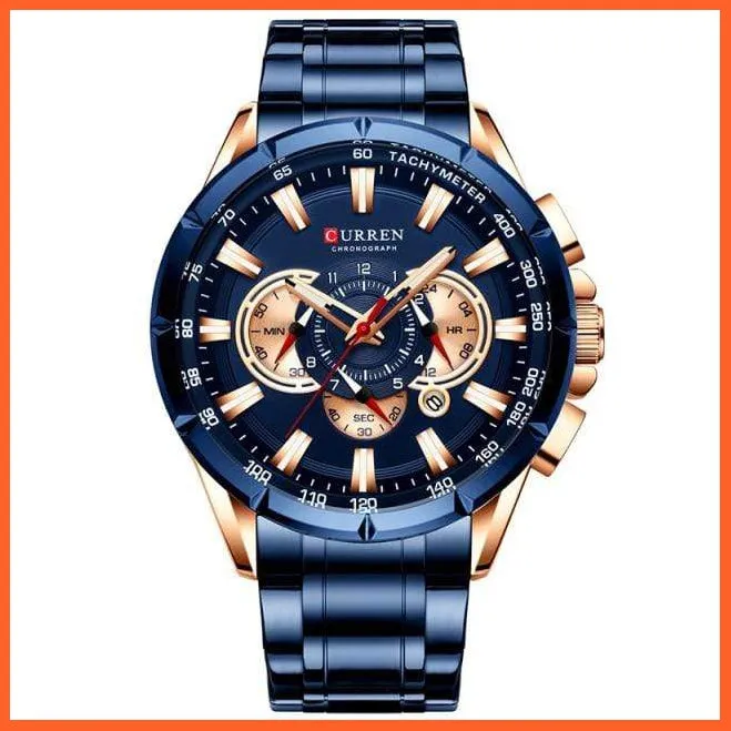 Mens Watches Top Brand Luxury Chronograph Quartz Men Watch Waterproof Sport Wrist Watch Men Stainless Steel Watch