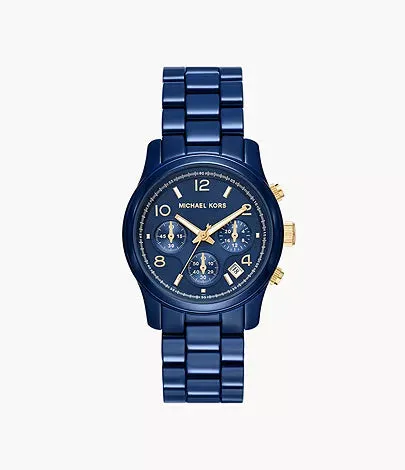 Michael Kors Women's Runway Chronograph Navy-Coated Stainless Steel Watch MK7332