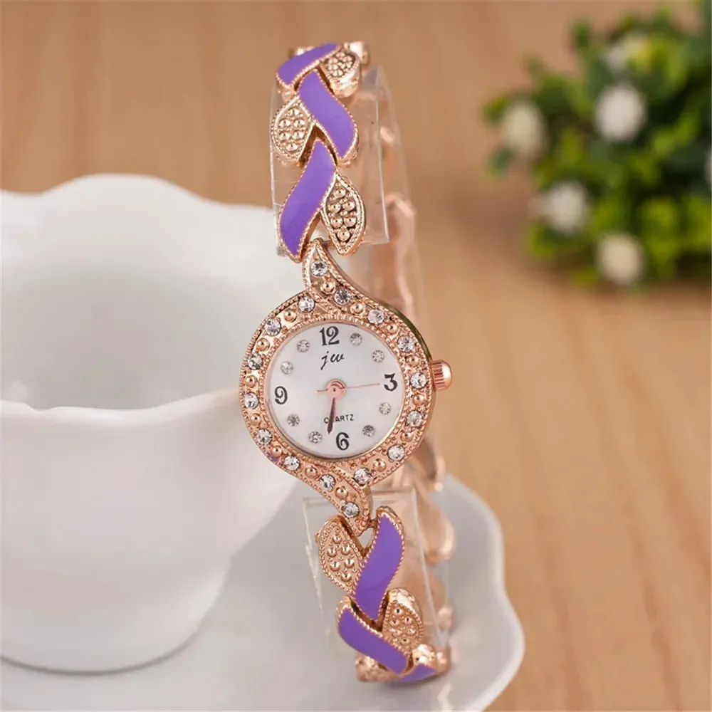New Fashion Rhinestone Watches Women Luxury Stainless Steel Quartz Dress Wristwatches