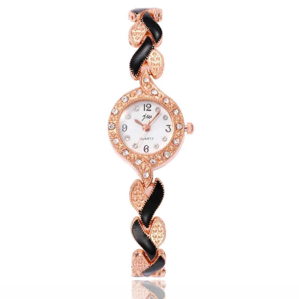 New Fashion Rhinestone Watches Women Luxury Stainless Steel Quartz Dress Wristwatches