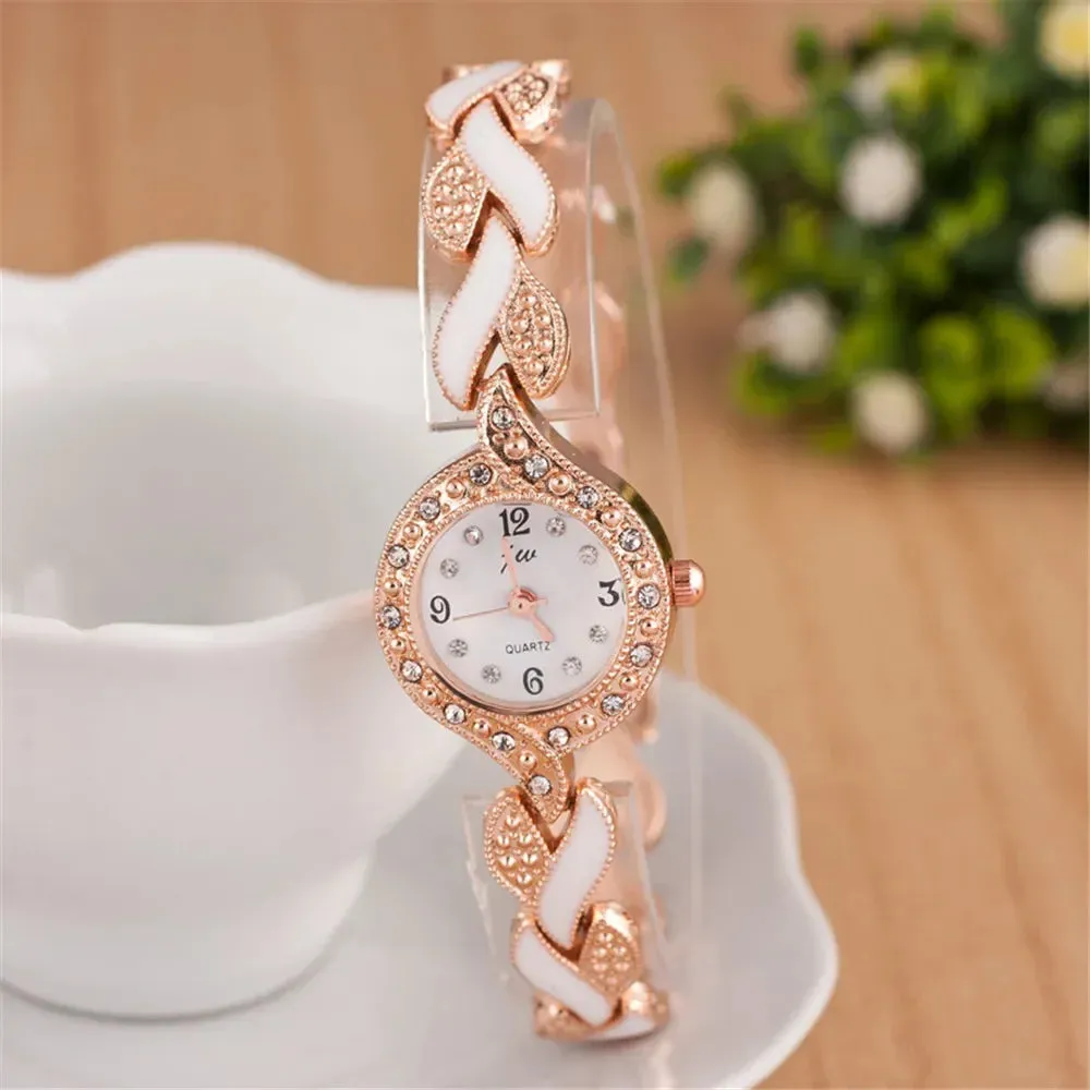 New Fashion Rhinestone Watches Women Luxury Stainless Steel Quartz Dress Wristwatches