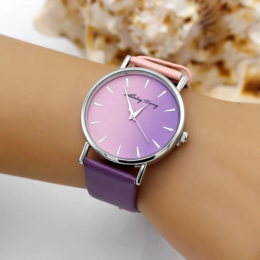 New Ladies Casual Gradient Ramp Clock Luxury Quartz Watch