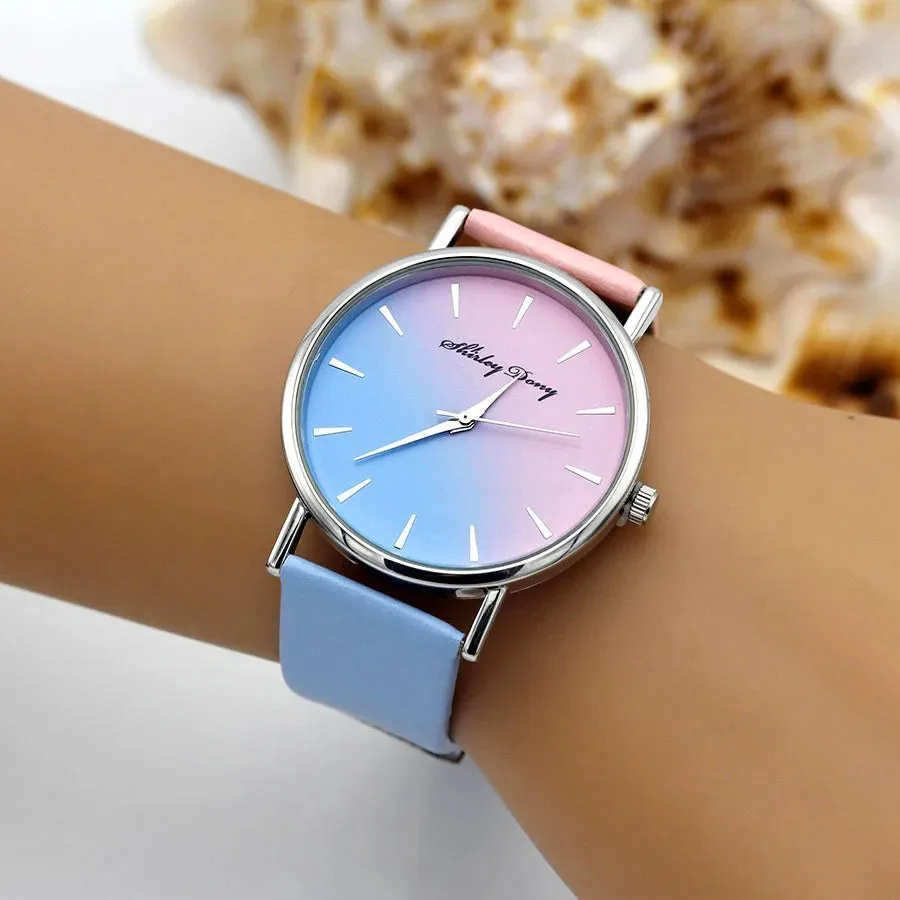 New Ladies Casual Gradient Ramp Clock Luxury Quartz Watch