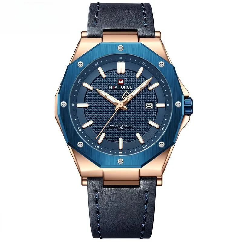 New Men Quartz Watch Leather Strap Fashion Simple Luminous Clock 30M Waterproof Wristwatches