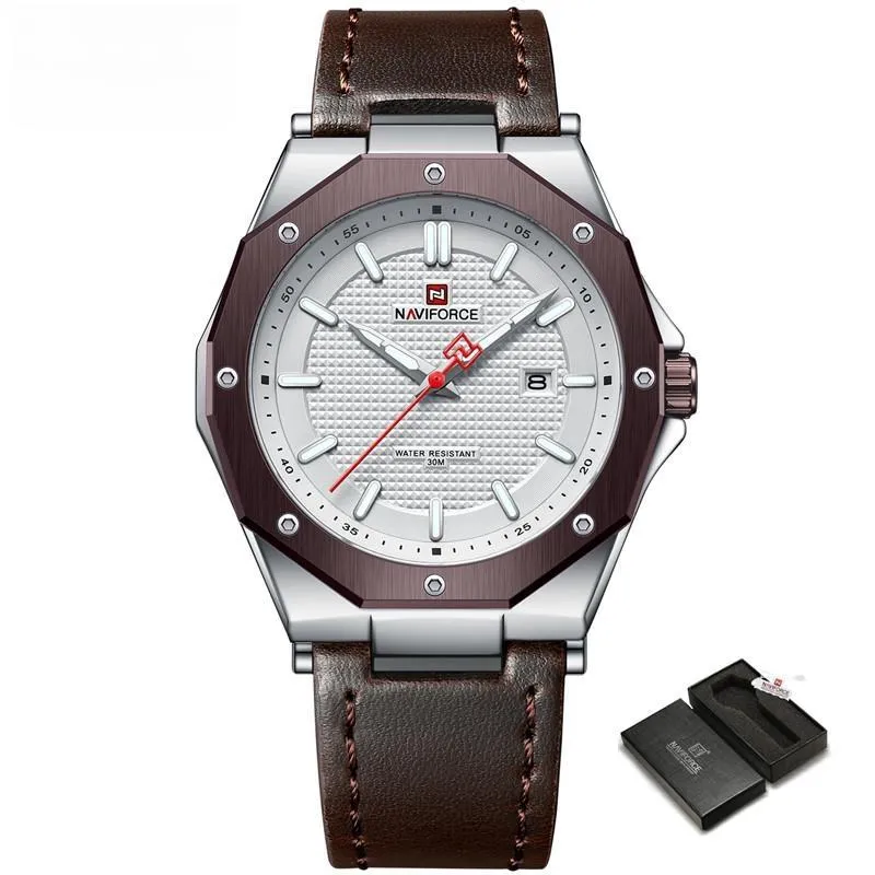 New Men Quartz Watch Leather Strap Fashion Simple Luminous Clock 30M Waterproof Wristwatches