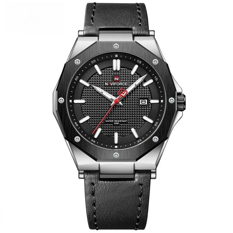 New Men Quartz Watch Leather Strap Fashion Simple Luminous Clock 30M Waterproof Wristwatches