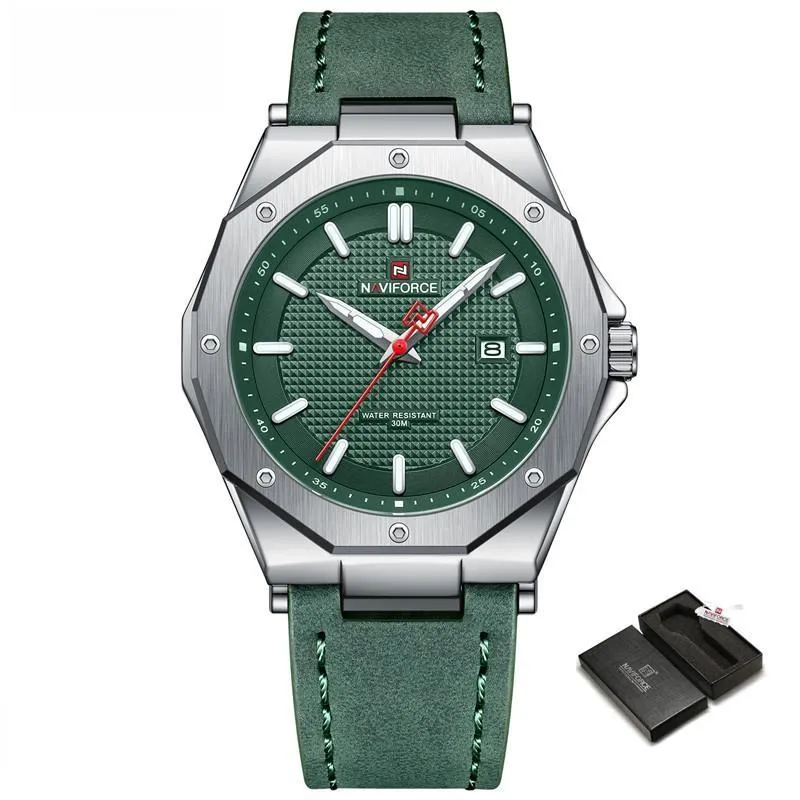 New Men Quartz Watch Leather Strap Fashion Simple Luminous Clock 30M Waterproof Wristwatches
