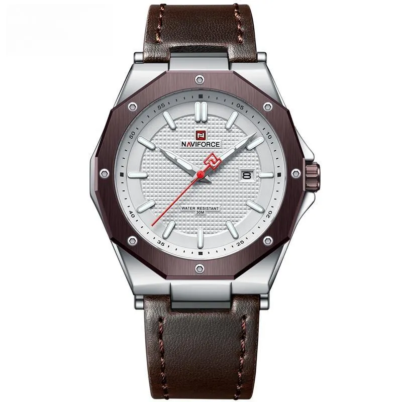 New Men Quartz Watch Leather Strap Fashion Simple Luminous Clock 30M Waterproof Wristwatches