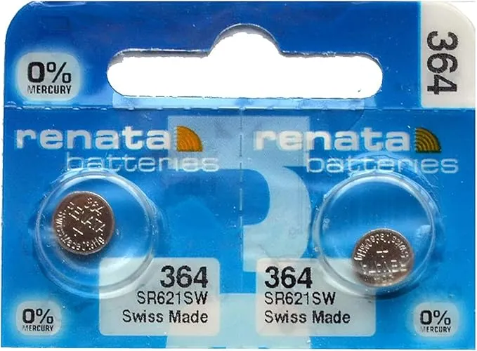 Renata Silver Oxide Watch Battery, 2 Pieces, 2.3 g
