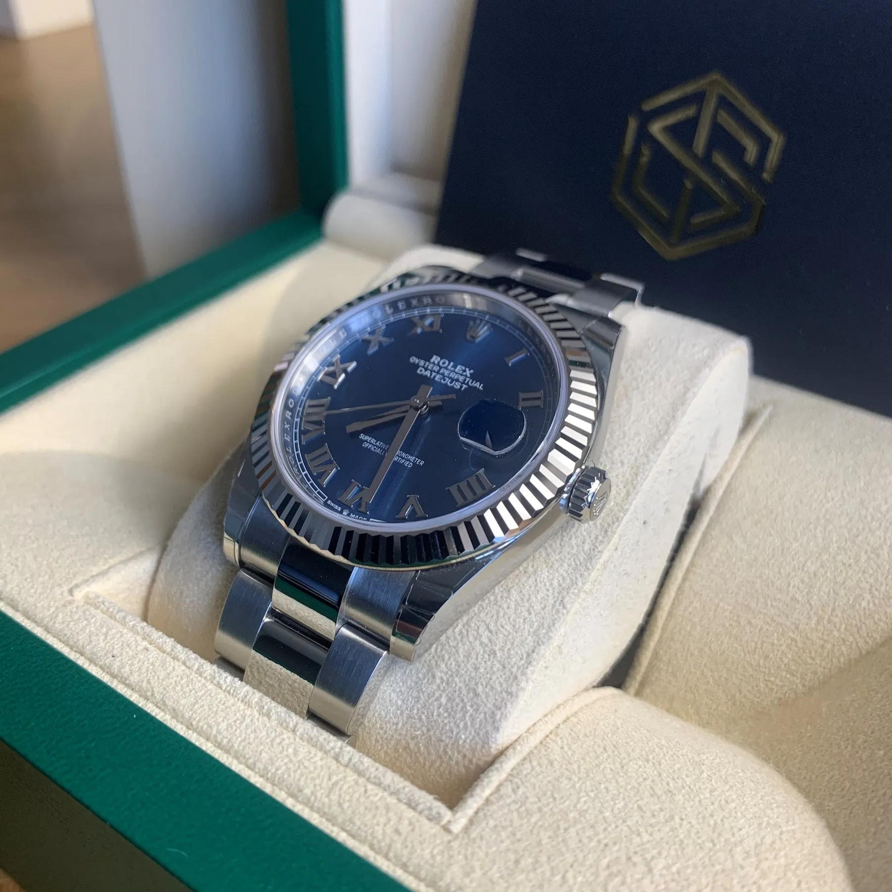 Rolex Datejust 41 126334 Blue Roman Numeral Dial Full Set Watch