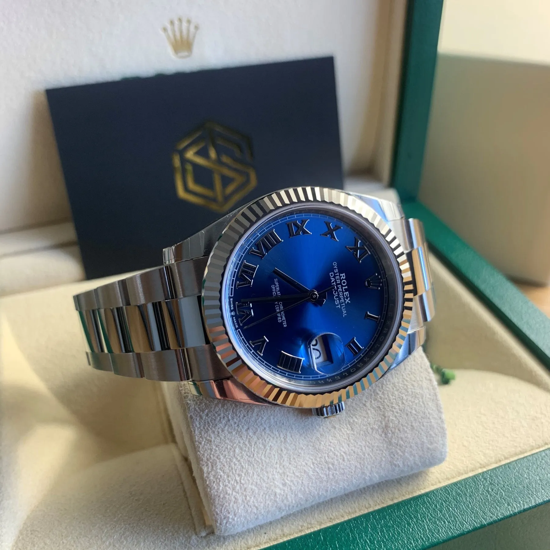 Rolex Datejust 41 126334 Blue Roman Numeral Dial Full Set Watch