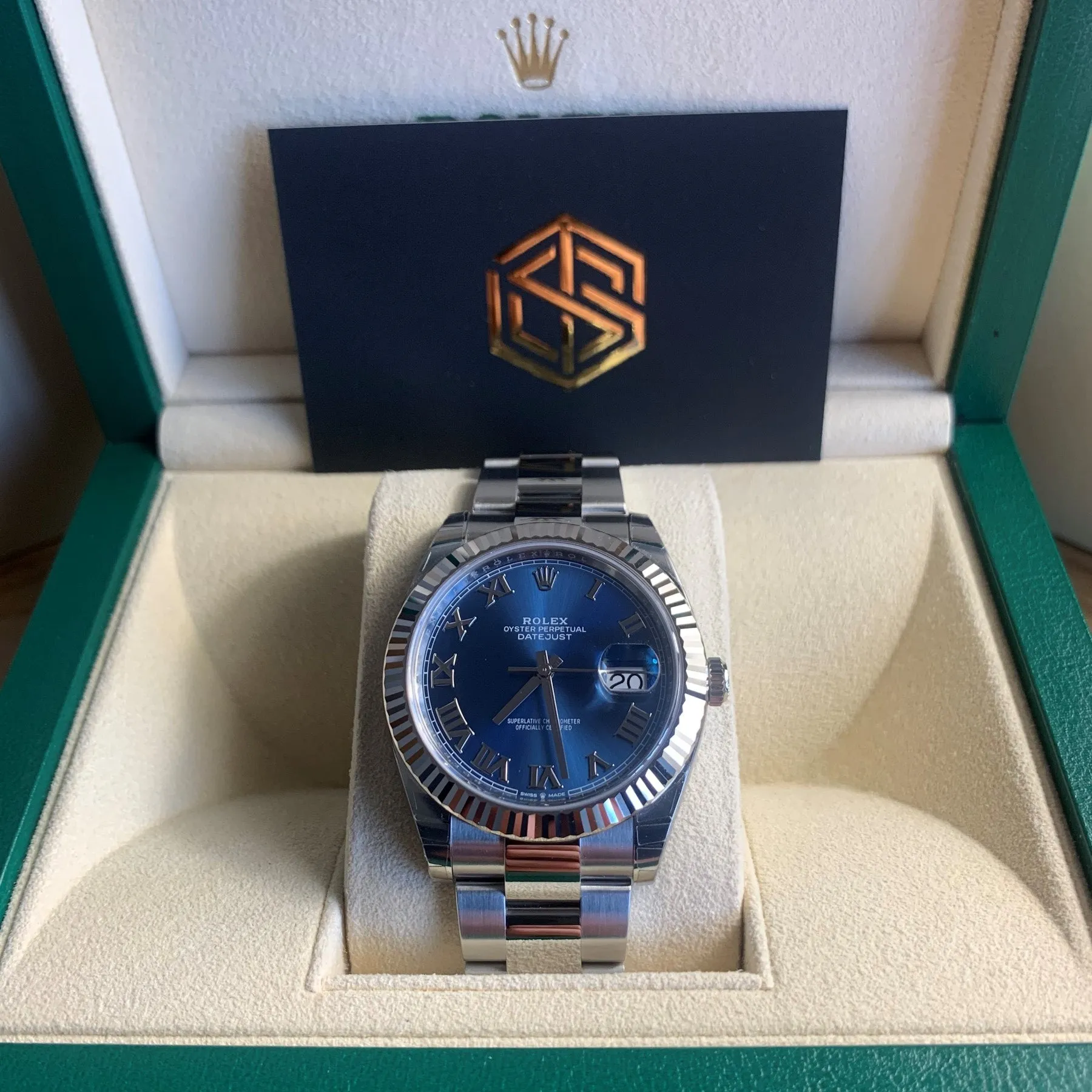 Rolex Datejust 41 126334 Blue Roman Numeral Dial Full Set Watch