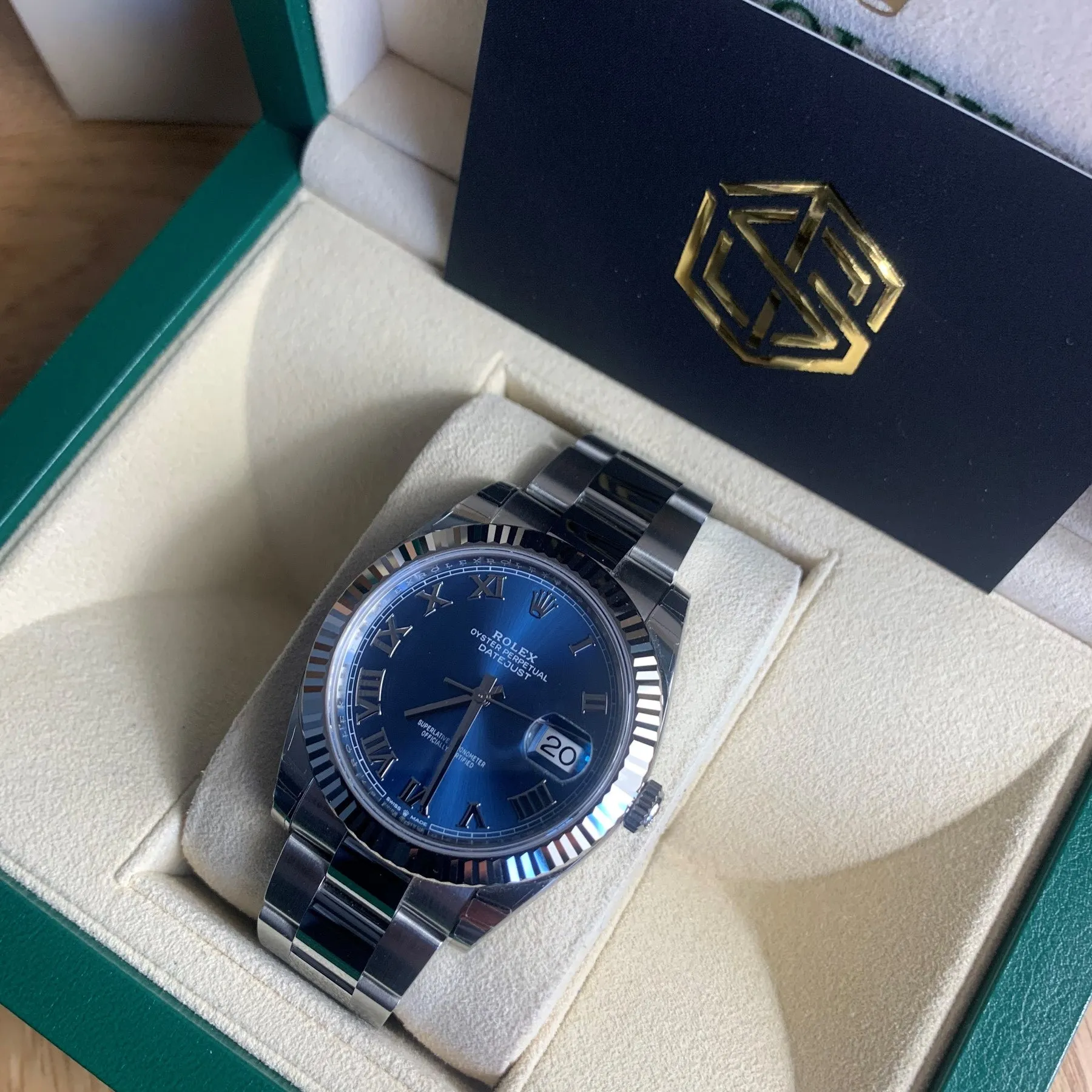 Rolex Datejust 41 126334 Blue Roman Numeral Dial Full Set Watch