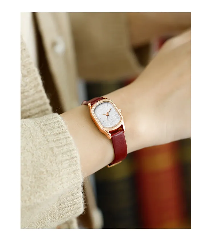 Sidiou Group Women's Fashion Black Small Watch Vintage Leather Ladies Wrist Watches Simple Oval Dial Dress Retro Female Quartz Wristwatch