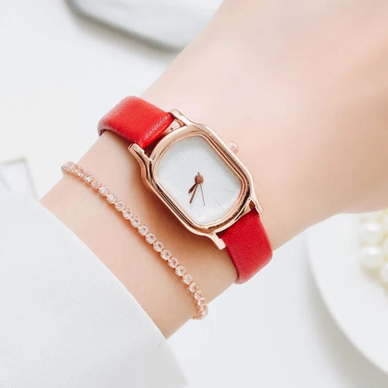 Sidiou Group Women's Fashion Black Small Watch Vintage Leather Ladies Wrist Watches Simple Oval Dial Dress Retro Female Quartz Wristwatch