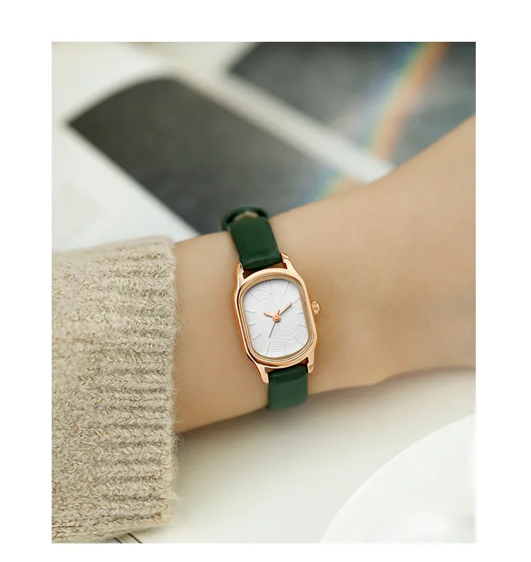 Sidiou Group Women's Fashion Black Small Watch Vintage Leather Ladies Wrist Watches Simple Oval Dial Dress Retro Female Quartz Wristwatch