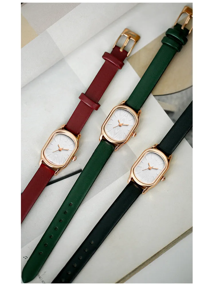 Sidiou Group Women's Fashion Black Small Watch Vintage Leather Ladies Wrist Watches Simple Oval Dial Dress Retro Female Quartz Wristwatch