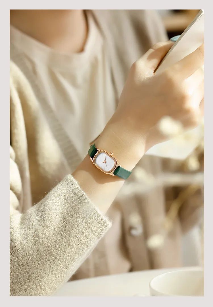 Sidiou Group Women's Fashion Black Small Watch Vintage Leather Ladies Wrist Watches Simple Oval Dial Dress Retro Female Quartz Wristwatch
