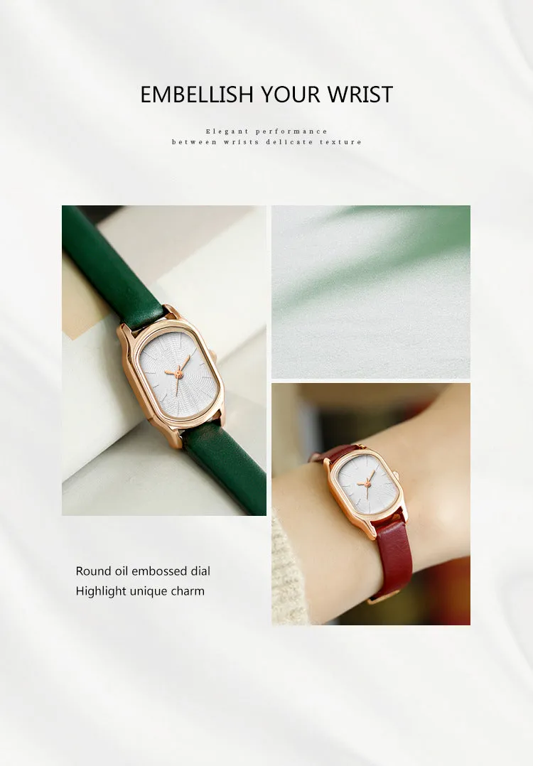 Sidiou Group Women's Fashion Black Small Watch Vintage Leather Ladies Wrist Watches Simple Oval Dial Dress Retro Female Quartz Wristwatch
