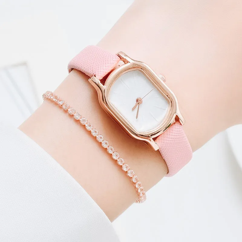 Sidiou Group Women's Fashion Black Small Watch Vintage Leather Ladies Wrist Watches Simple Oval Dial Dress Retro Female Quartz Wristwatch