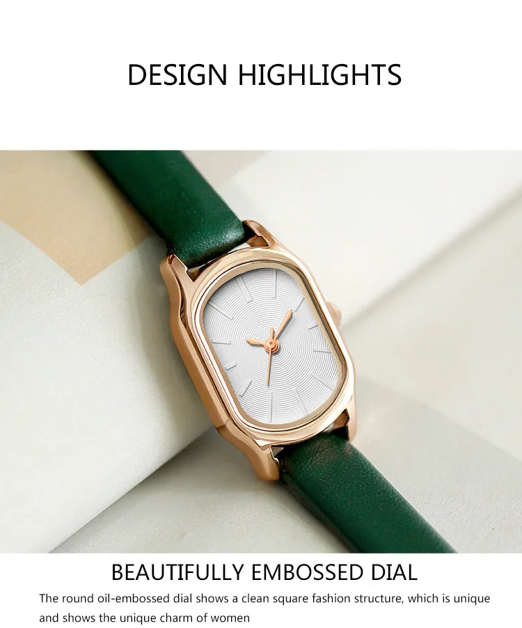 Sidiou Group Women's Fashion Black Small Watch Vintage Leather Ladies Wrist Watches Simple Oval Dial Dress Retro Female Quartz Wristwatch