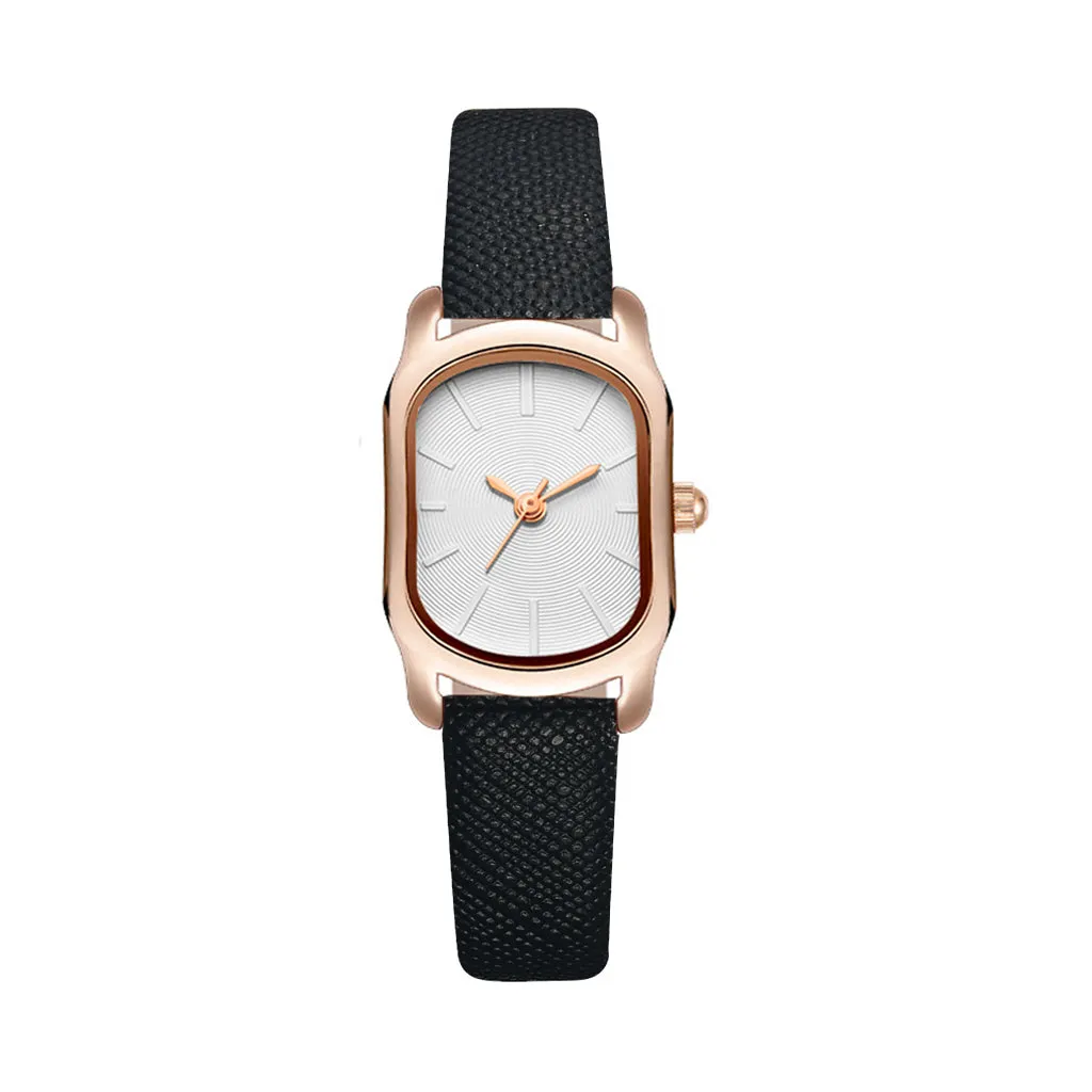 Sidiou Group Women's Fashion Black Small Watch Vintage Leather Ladies Wrist Watches Simple Oval Dial Dress Retro Female Quartz Wristwatch
