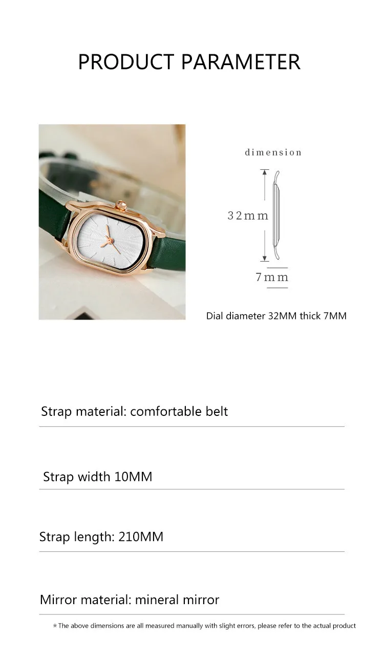 Sidiou Group Women's Fashion Black Small Watch Vintage Leather Ladies Wrist Watches Simple Oval Dial Dress Retro Female Quartz Wristwatch