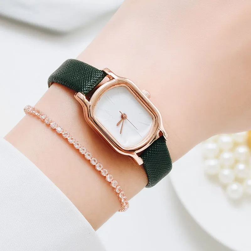 Sidiou Group Women's Fashion Black Small Watch Vintage Leather Ladies Wrist Watches Simple Oval Dial Dress Retro Female Quartz Wristwatch