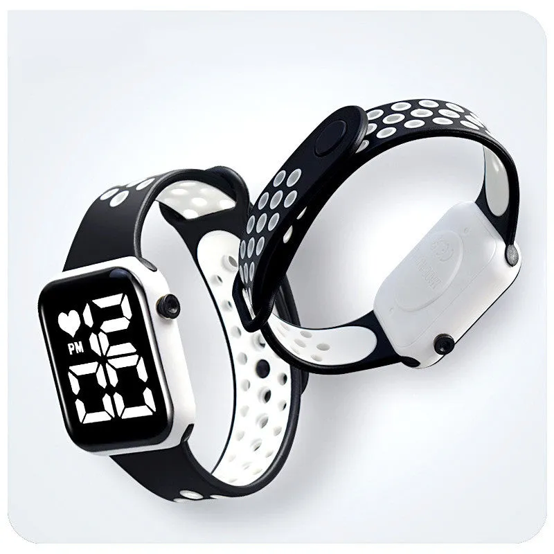 Sidiou Group Women's Watch LED Electronic Square Digital Watches Fashion Casual Silicone Strap Waterproof Sport Simple Wristwatch For Student