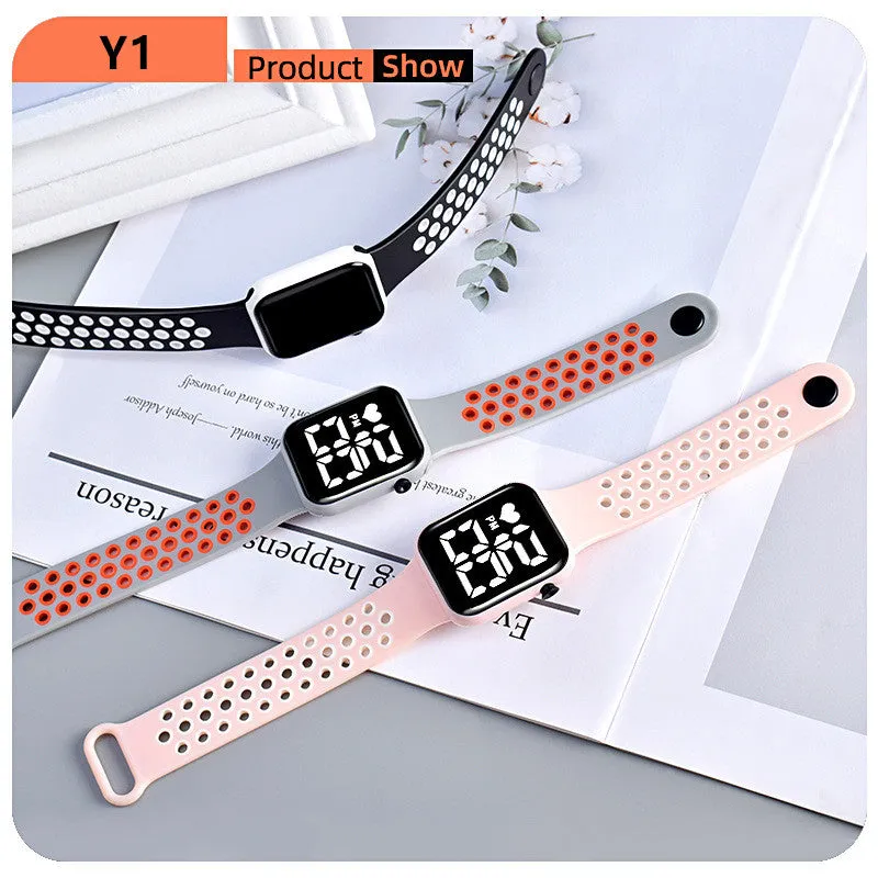 Sidiou Group Women's Watch LED Electronic Square Digital Watches Fashion Casual Silicone Strap Waterproof Sport Simple Wristwatch For Student