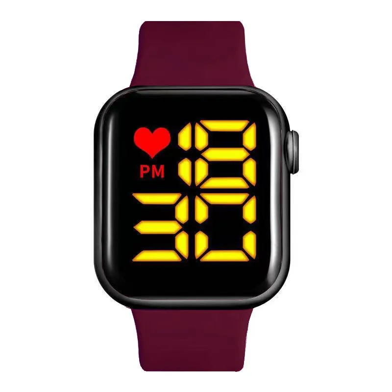 Sidiou Group Women's Watch LED Electronic Square Digital Watches Fashion Casual Silicone Strap Waterproof Sport Simple Wristwatch For Student