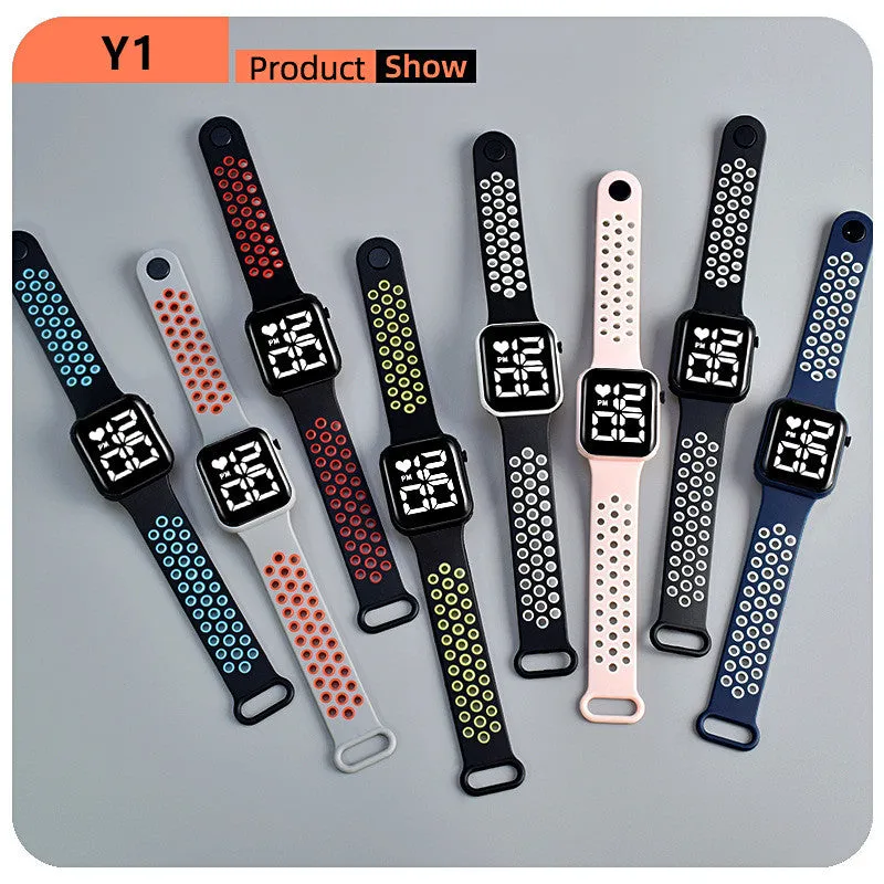 Sidiou Group Women's Watch LED Electronic Square Digital Watches Fashion Casual Silicone Strap Waterproof Sport Simple Wristwatch For Student